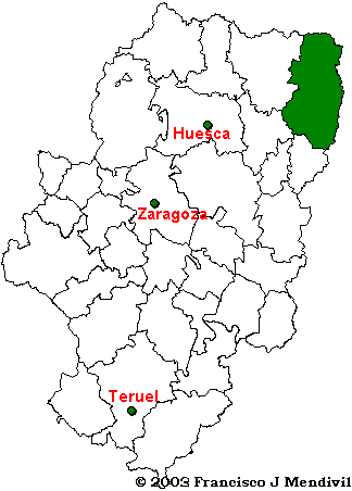 Situation Map Comarca Ribagorza within Aragon