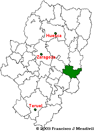 Map Comarca Bajo Aragon-Caspe/Baix Arago-Casp situation within Aragon