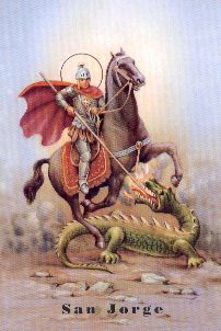 San Jorge, en una representación a caballo.