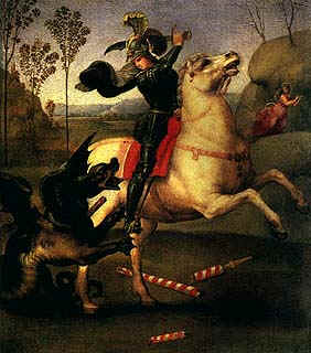 San Jorge, en una representación a caballo en una pintura italiana. 11