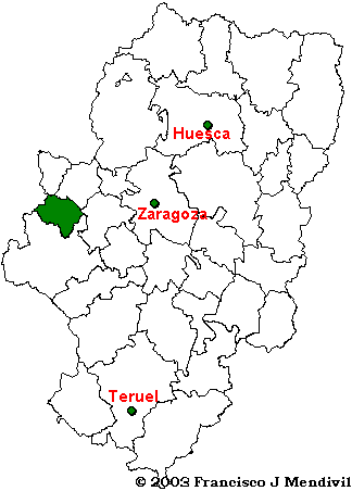 Mapa de situación Comarca del Aranda dentro de Aragón