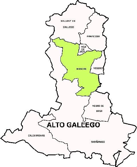 Biescas Township within the region Alto Gallego
