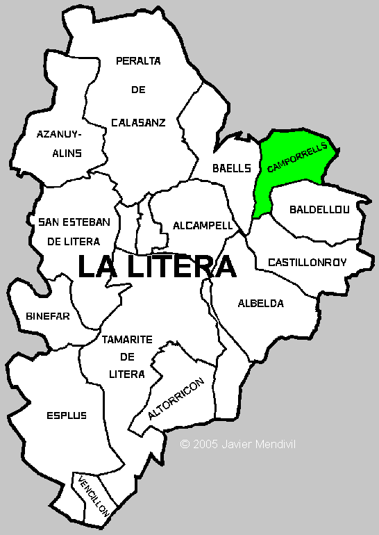 Municipality Camporrells within Comarca La Litera/ La Llitera