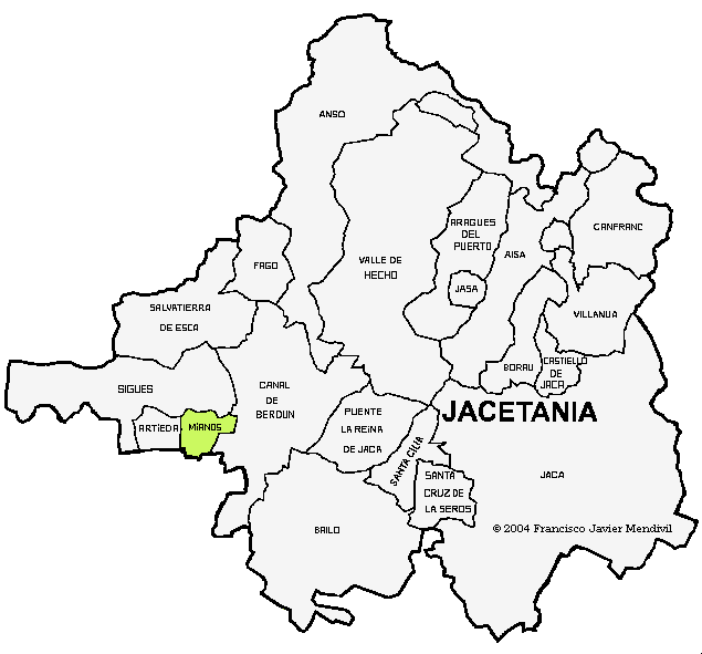 Carte Mianos dans la Région la Jacetania