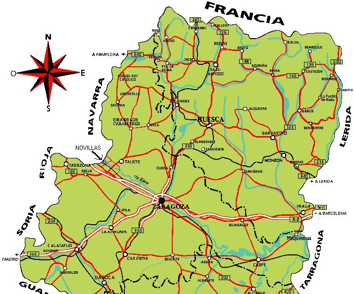 Situation de Novillas en Aragon